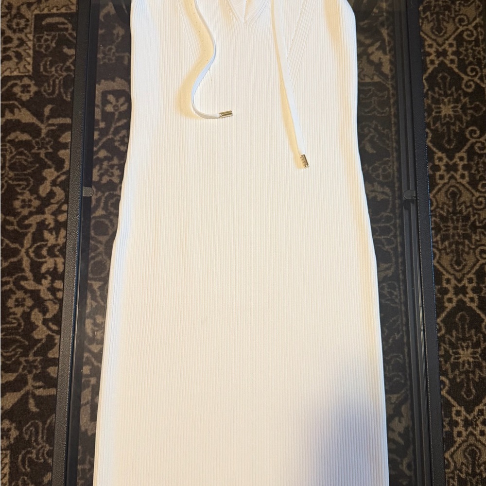 Michael Kors Cream Knit Top with Lace-Up Detail